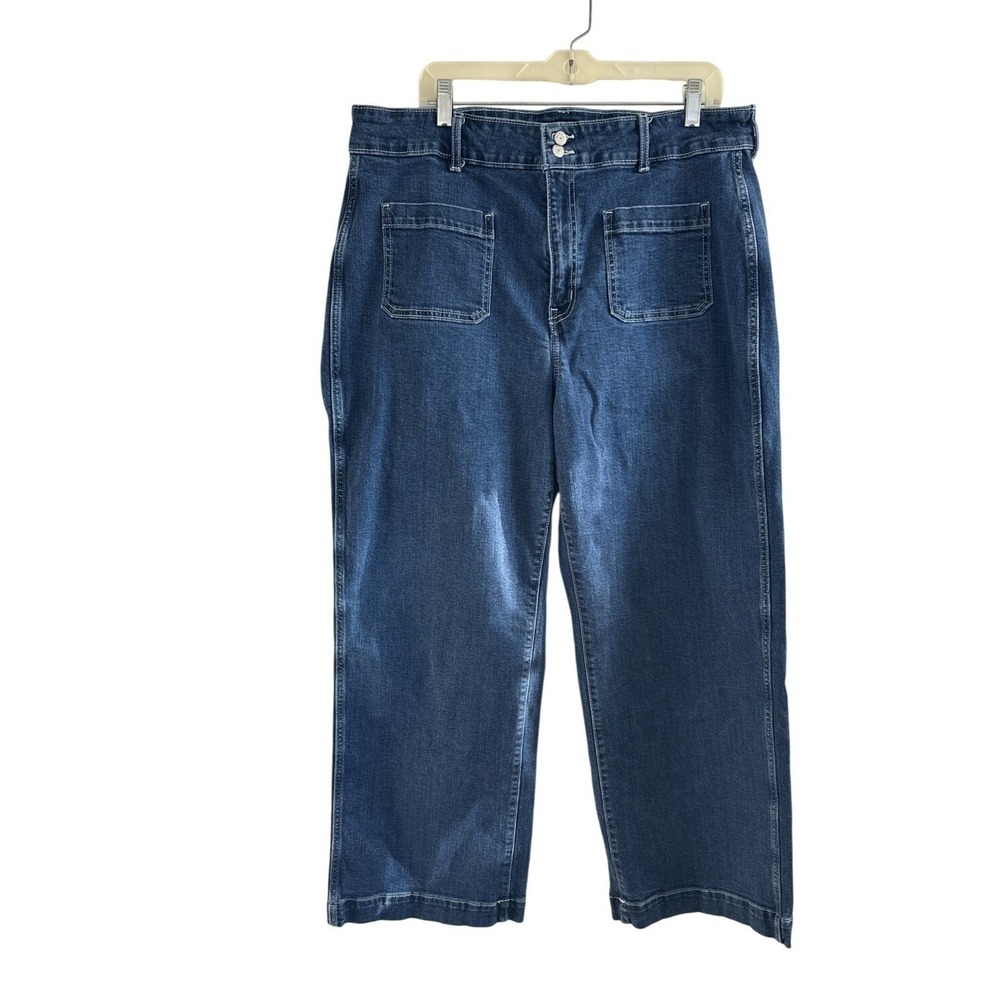 Old Navy Jeans Extra High-Rise Sky-Hi Wide Leg Womens Size 18 Patch Pockets Dark